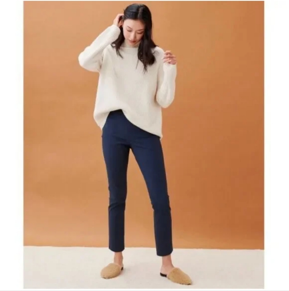Jenni Kayne Poplin size 8 slim side zip career pants trousers 476-1362-D21 Blue